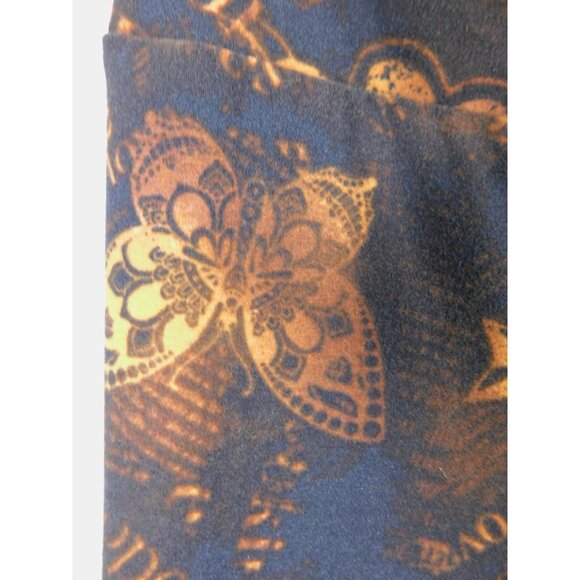 No Boundaries Leggings Womens Small Medium Black Orange Tattoo Print Butterfly - Picture 6 of 12